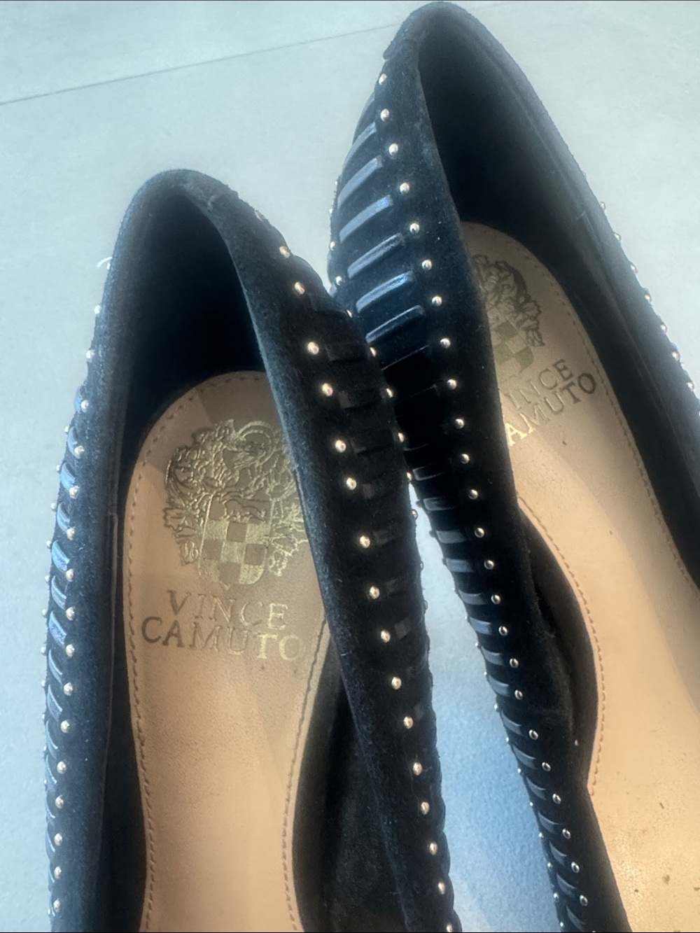 Vince Camuto Black Studded Pointed-Toe Heels - Picture 11 of 13